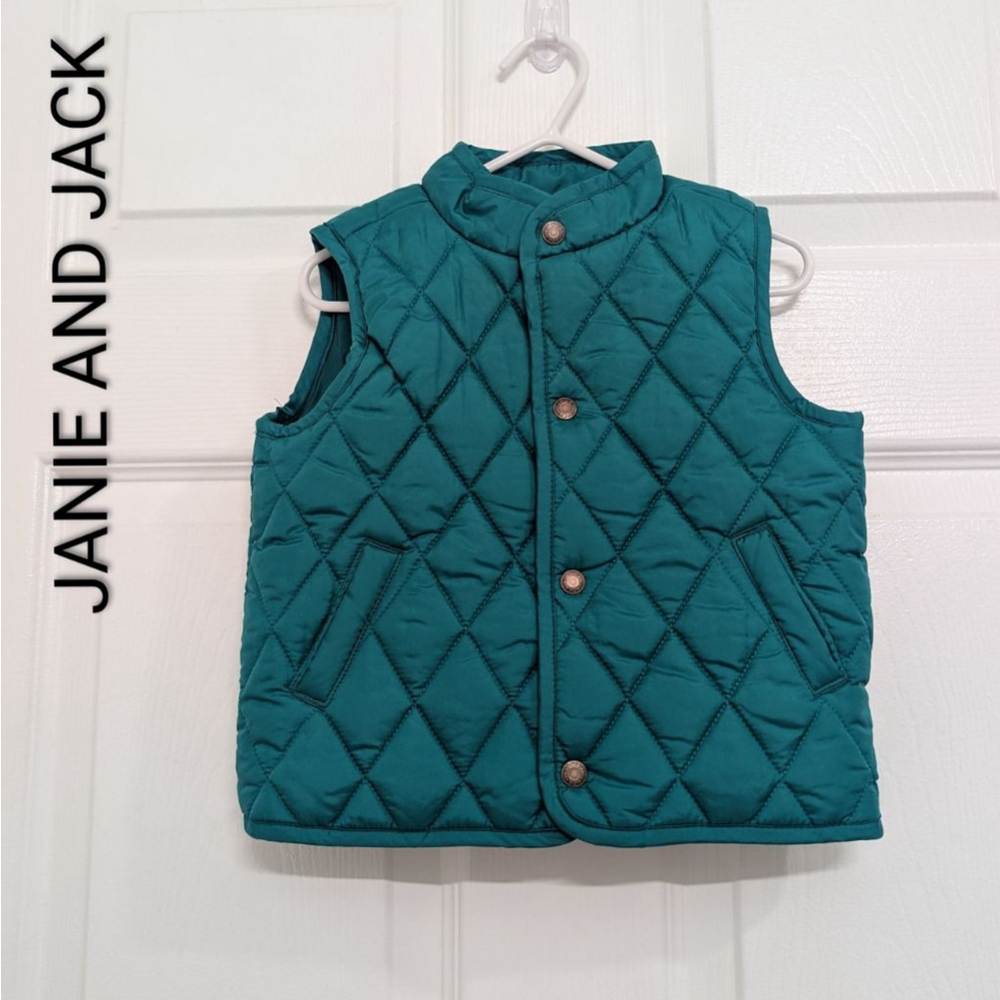 Baby Janie and Jack Quilted Vest 12-18 Months Green Christmas Holiday
